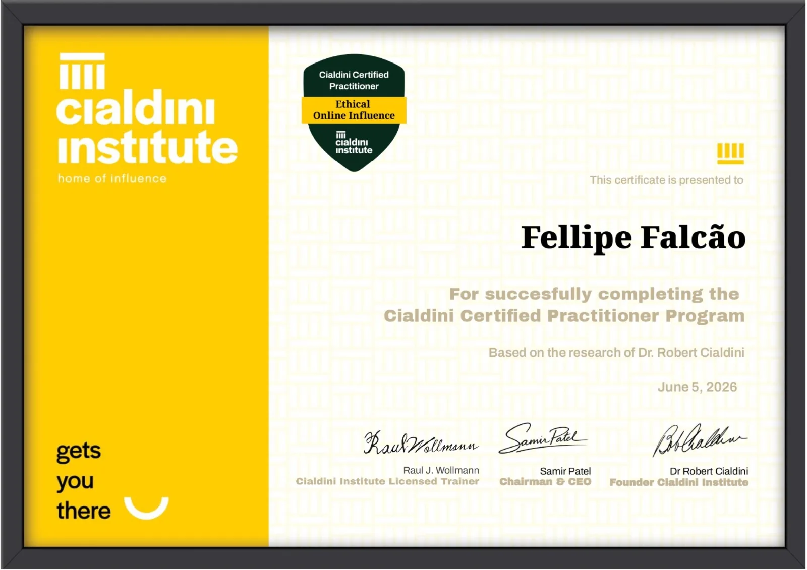 Certificado oficial Practitioner Cialdini